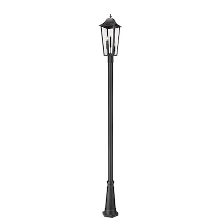 Z-Lite Gannon 3 Light Outdoor Post Mounted Fixture, 10in. W x 120.75in. H, Black 5008PHBR-5011P-BK